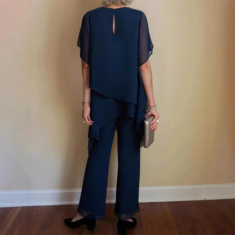 Charming Irregular Top & Wide Leg Pants Set