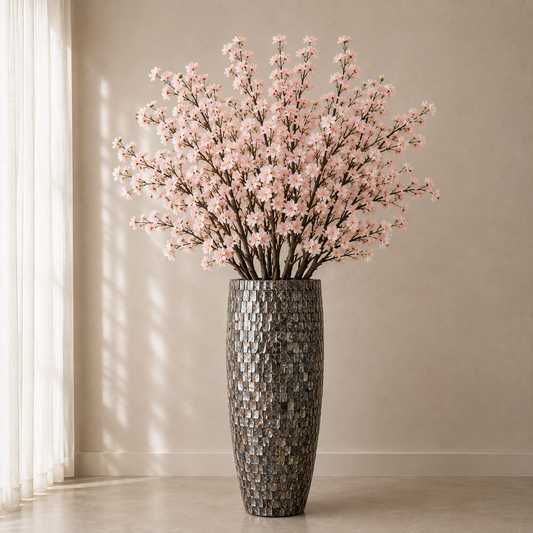 Vase coquillage incluant des branches décoratives