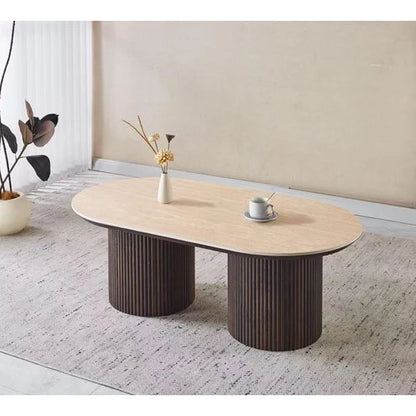 Table basse en travertin Kimberly – 130 cm