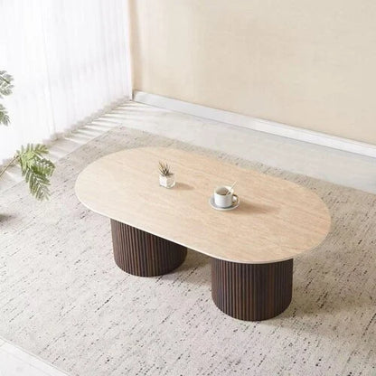Table basse en travertin Kimberly – 130 cm