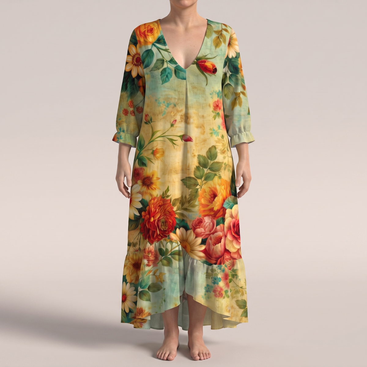 ROBE MIDI FLEURIE LYSANDRA