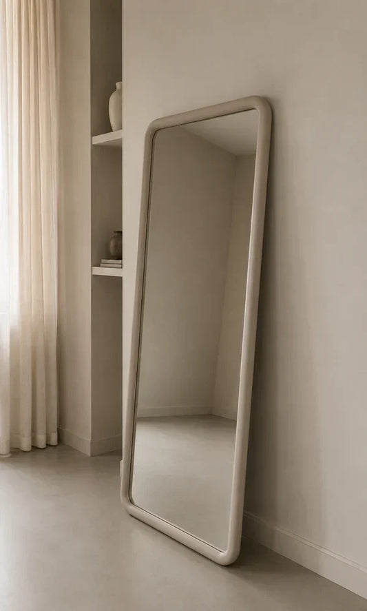 Miroir rectangulaire Mia – bois Japandi – taupe – 200 × 100 cm