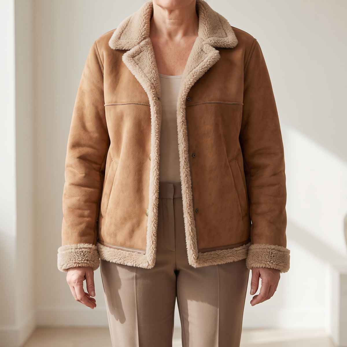 BLOUSON RUBY DOUBLÉ EN PEAU LAINÉE